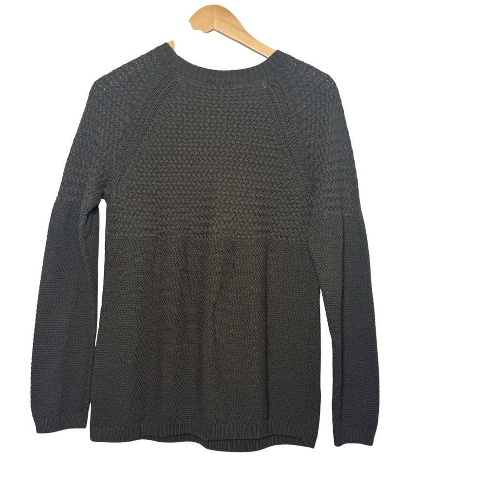 Talbots Sweater Medium Crew Neck Olive Green Long Sleeve Cotton Blend Chunky - Picture 4 of 7